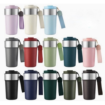17oz Stainless Steel Coffee Tumbler - 8th Generation Insulated Travel Cup with Strap