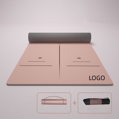 Eco-Friendly TPE Alignment Yoga Mat with Carrying Strap