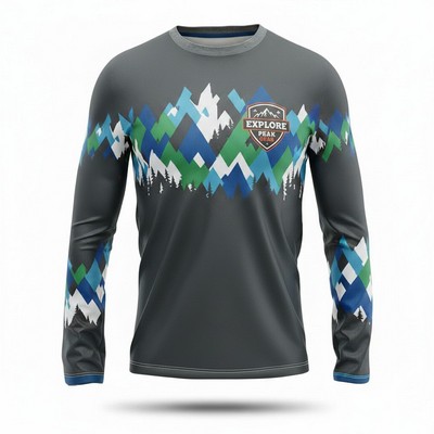 Long Sleeve Sublimated T Shirt Spandex Interlock Unisex