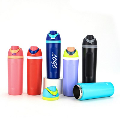 19oz Stainless Steel Vacuum Insulated Bottle - With Straw