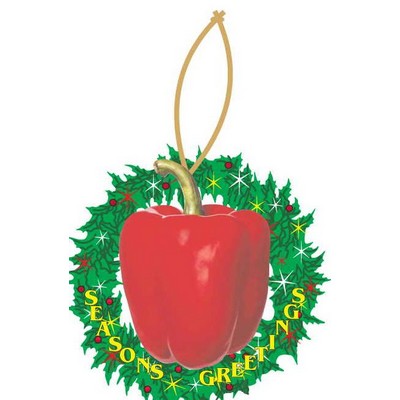 Bell Pepper Executive Wreath Ornament w/ Mirrored Back (6 Square Inch)