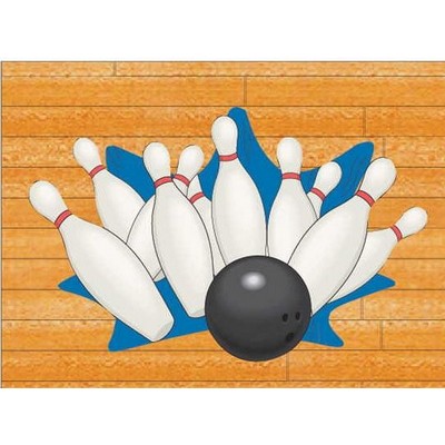 Bowling Strike Rectangle Badge w/ Bar Pin (2"x3")