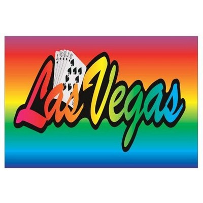 Las Vegas w/ Royal Flush Rectangle Badge w/ Bar Pin (2"x3")