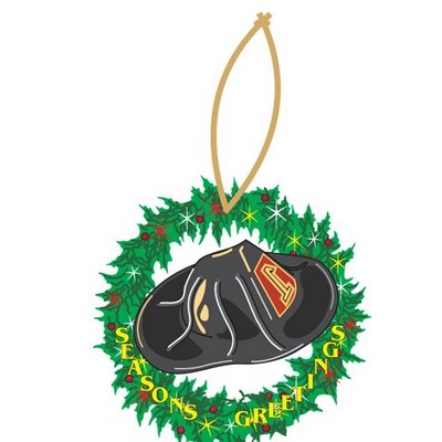 Fireman Hat Executive Wreath Ornament w/ Mirrored Back (2 Square Inch)