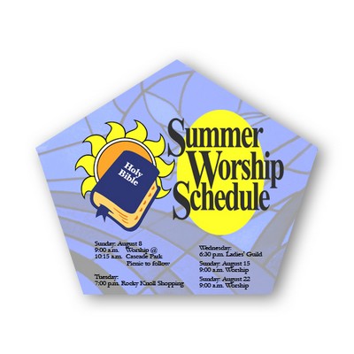 Church or Pentagon Shape Paper Hand Fan - Without Stick