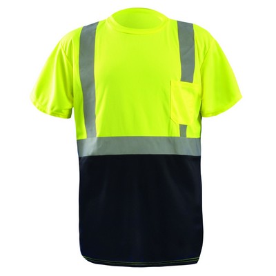 Occunomix LUX-SSETPBK SHORT SLEEVE BLACK BOTTOM WICKING BIRDSEYE T-SHIRT w/POCKET