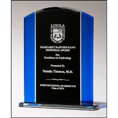 Clear Glass with Blue and Black Design (6.5"x8 3/8")