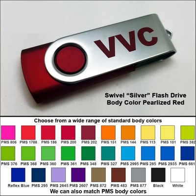 Swivel Flash Drive - 256 MB Memory - Body Pearlized Red