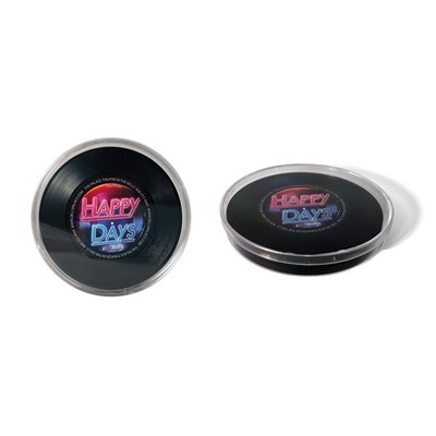 2-Sided Mini Record Coasters - Sets of 4 - Clear Hard Case