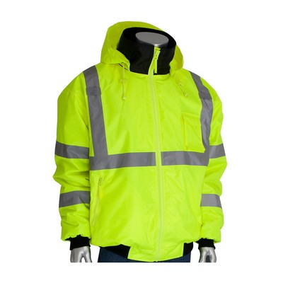 PIP® Class 3 Waterproof Hi-Viz Bomber Jacket w/Zip-Out Fleece