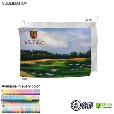 48Hr Quick Ship - Microfiber Suede Shammy Golf Towel, Nofold Grommet and Hook (12"x18")