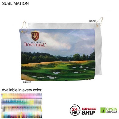 24 Hr Express Ship - Microfiber Suede Shammy Golf Towel, Nofold Grommet and Hook (12"x18")
