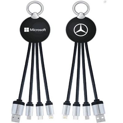 4" 1 charge braided cable with LED light-up logo