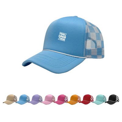 Fashion Checkered Mesh Trucker Cap