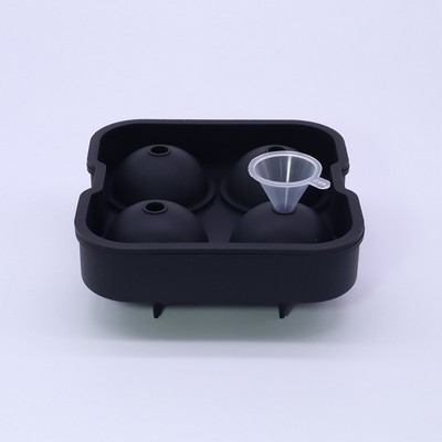4-Cavity Silicone Sphere Ice Tray With Funnel