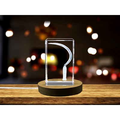 Garden Sickle Crystal Trophy Award w/LED Base - Art for Nature Lovers