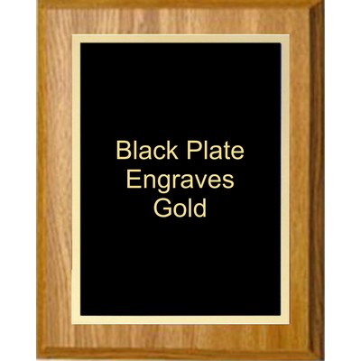 Oak Plaque 9" x 12" - Simplicity Plate Black/Gold 7" x 10" Plate