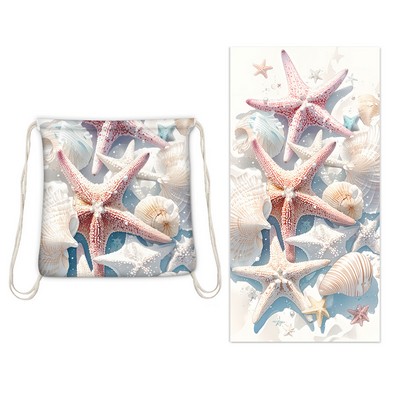 2" 1 Drawstring Beach Towel Backpack 55 x 28"