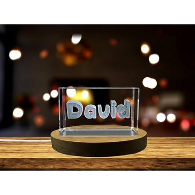 Personalized David 3D Engraved Crystal Trophy Award w/LED Base