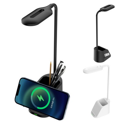 LED Desk Lamp with Wireless Charging and Organizer Base