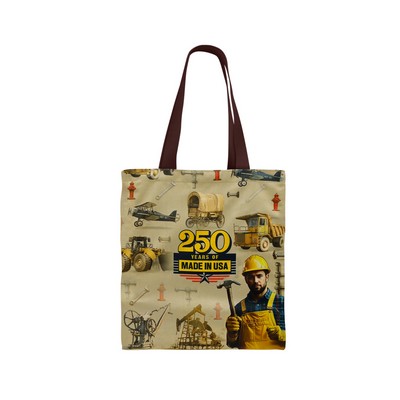 USA Union Made Leather Handle Zipper Pocket Canvas Tote