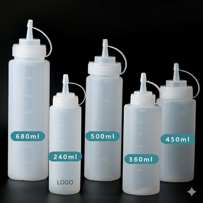 Squeeze Condiment Bottles Clear Plastic Dispenser with Tip Cap Commercial Grade Squirt