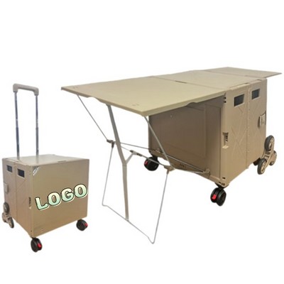 Utility Foldable Camping Cart With Stair Climbing Wheels And Telescopic Handle