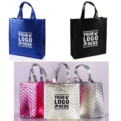 Custom Metallic Glossy Laminated Non Woven Shopping Tote Bag