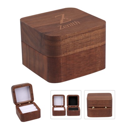 2 Slot Magnetic Square Wooden Ring Box For Wedding