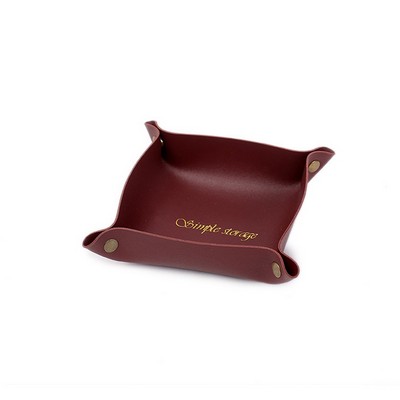 Multifunctional Foldable Pu Leather Desktop Entryway Organizer Tray