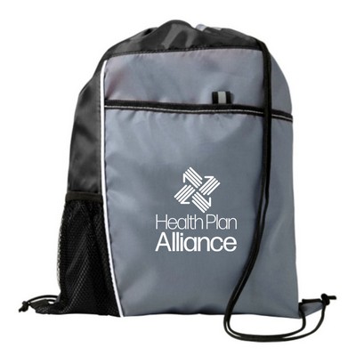 Drawstring Backpack Bag w/Water Bottle Mesh Pocket