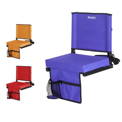 Foldable Oxford Stadium Chair with Padded Cushion and Shoulder Strap