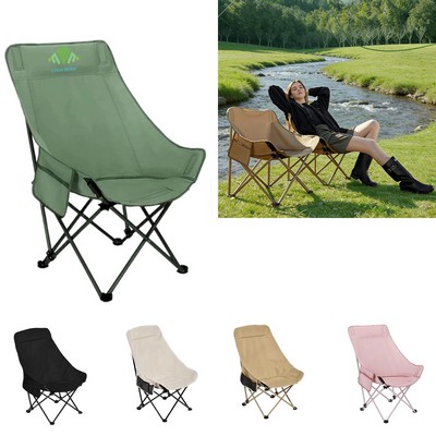High Back Folding Camping Chair with Side Pocket