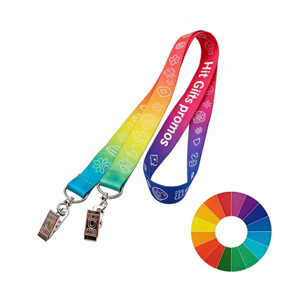 Polyester Double Ended Lanyard w/ Bulldog Clip