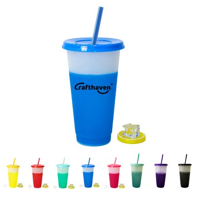 24 oz Color Changing Plastic Cute Cold Cups