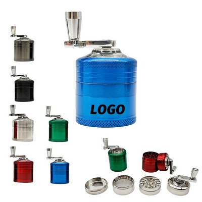 Four Layer Zinc Alloy Metal Grinder with Manual Crank Handle