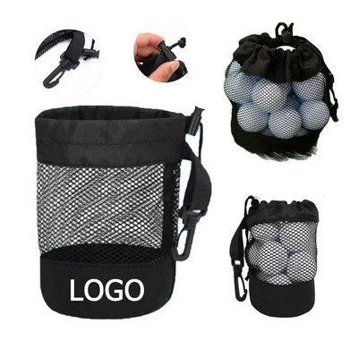 Durable Nylon Mesh Golf Ball Pouch with Drawstring Closure