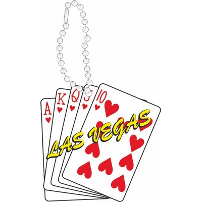 Hearts Royal Flush Key Chain w/ Black Back (12 Square Inch)