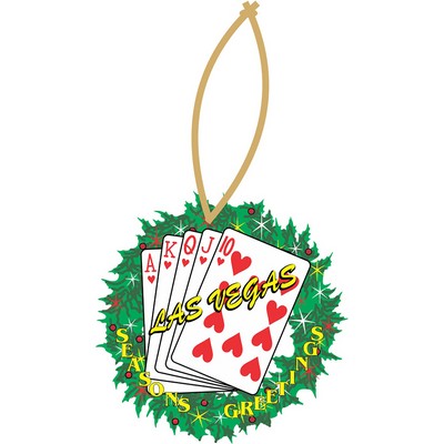 Hearts Royal Flush Wreath Ornament w/ Black Back (8 Square Inch)