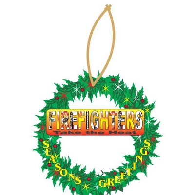 Fireman Slogan Executive Wreath Ornament w/ Mirrored Back (12")