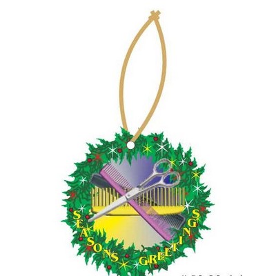 Beautician Combo Promotional Wreath Ornament w/ Black Back (12 Square Inch)