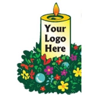 Christmas Candle Round Badge w/ Bar Pin (2 1/2")