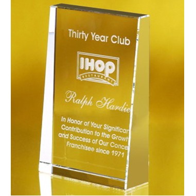 Vertical Baldwin Crystal Award - Medium (Screened)