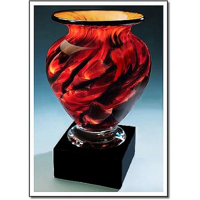 Swirling Ember Cauldron Vase w/ Marble Base (5.5"x9.75")