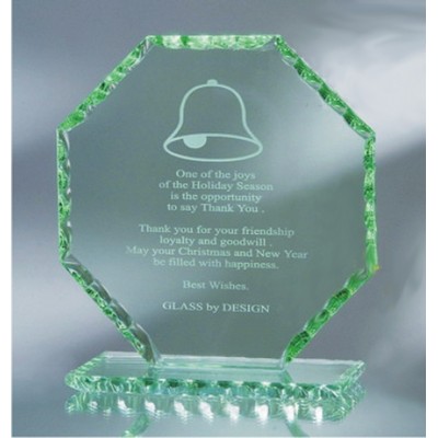 6 3/8" Jade Glass Octagon Award w/Pearl Edge