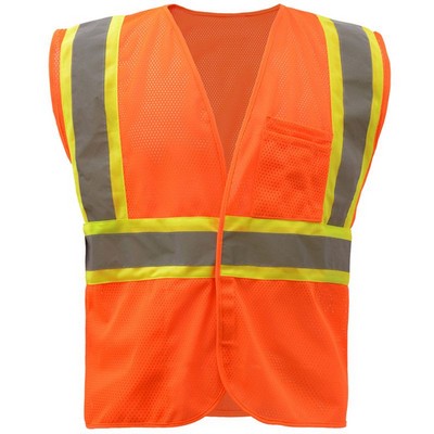 Economy 2-Tone Class 2 Orange Safety Vest w/Hook & Loop Closure
