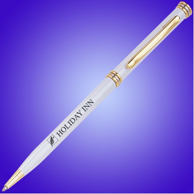 Pearl Slim Line Pen- Gold Accent
