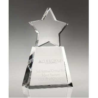 Medium Clear Optical Crystal Star on Clear Base