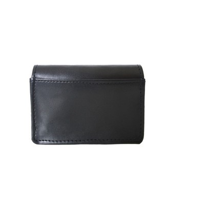 Ashlin® Designer Francois RFID Blocking Midnight Black Vegan Leath Business Card Holder w/ID Section