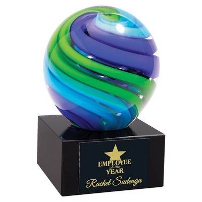 Two Tone Blue/Green Sphere Art Glass